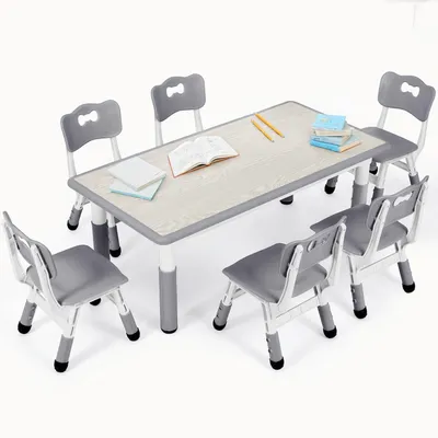 Productafbeelding van Clevich kinderstoel met 6 stoelen, kindertafelset voor kinderdagverblijven en kinderkamers