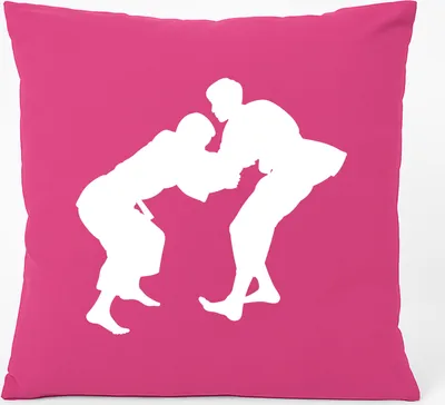 Produktbild von Huuraa Kissen Judo Silhouette 40x40cm mit Füllung Fuchsia Baumwolle Dekokissen Geschenkidee