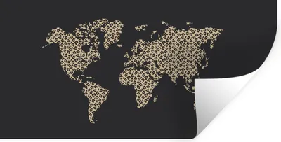 Produktbild von MuchoWow® Wandtattoo Wandsticker Wandaufkleber Weltkarte - Leopardenmuster - Tiere 160x80 cm Selbstklebend und Repositionierbar - Sticker - Dekorfolie