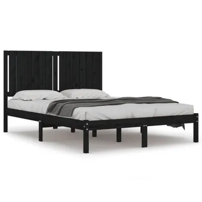 Produktbild von vidaXL Massivholzbett Schwarz Kiefer 140x190 cm