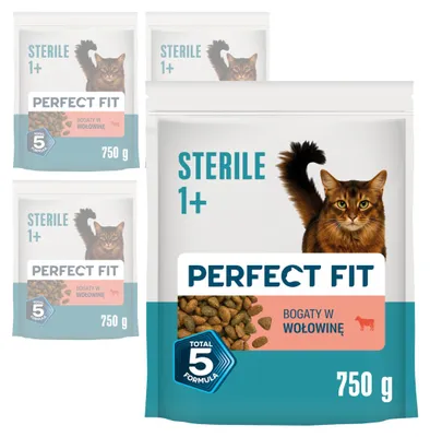 Produktbild von Perfect Fit Sterile 1+ mit Rindfleisch 4x750g Trockenfutter für kastrierte Katzen