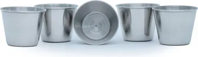 Produktbild von Intirilife 5x Stapelbare Edelstahl Becher in 55 ml - Camping Outdoor Metall Becher Tasse Glas Widerverwendbar ohne Plastik für Kinder geeignet