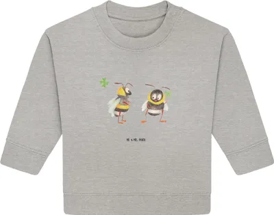 Produktbild von Mr. & Mrs. Panda Organic Baby Pullover Hummeln Kleeblatt 12. - 18. Monat - Heather Grey - Geschenk, Biene Deko, Spruch Positiv, Fröhlich, Bullover, Hummel
