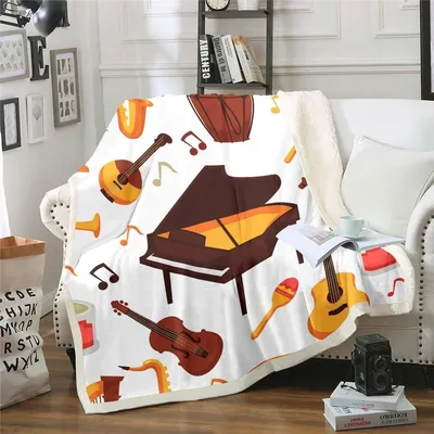 Productafbeelding van Muziekthema Fleece Deken voor Kinderen en Volwassenen