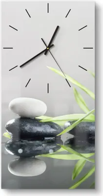 Produktbild von DEQORI Glasuhr 30x60 cm Modern 'Naturstein Arrangement' Wanduhr Glas Uhr Design leise