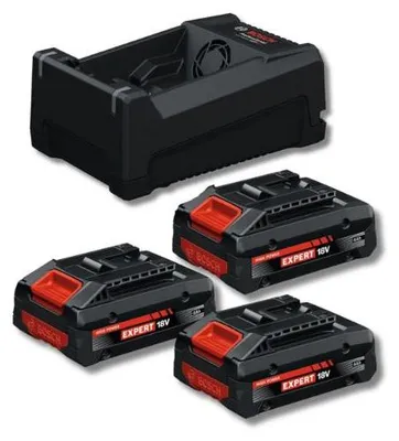 Image de Set de base EXPERT - Chargeur 12/18V - 3X batterie 18V 4.0ah - BOSCH - 0615V0005X