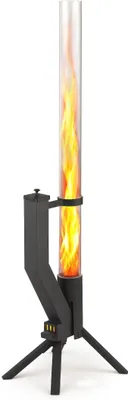 Produktbild von Feuerrohr Klassik – Edelstahl Feuersäule und Pelletfackel für tolles Ambiente Feuer – Rauchärmere Alternative zu Feuerschale für Terrasse und Garten (Schwarz Pulverbeschichtet)