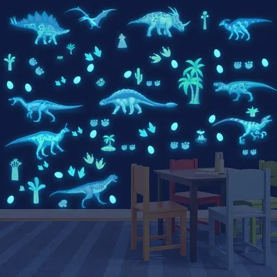 Produktbild von Leuchtende Wandsticker Dinosaurier Wandaufkleber - Selbstklebend - Wiederverwendbar - Für Wand und Decke