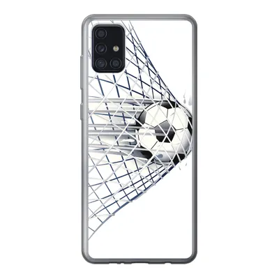 Produktbild von MuchoWow® Handyhülle Schutzhülle Hülle für Samsung Galaxy A52 5G Eine Illustration eines Fußballs, der ins Tor geht - Jungen - Mädchen - Kinder Silikon Softcase Handy Hülle - Umschlag