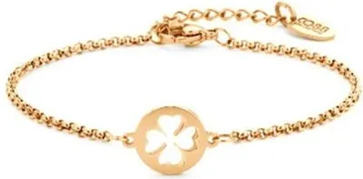 Produktbild von CO88 Collection Inspirational 8CB-90399 Stahlarmband mit Anhänger – Kleeblatt 10 mm – Länge 16,5 + 3 cm – Goldfarben