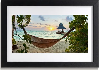 Produktbild von Bild 30x20 MDF-Rahmen Wandkunst Hammock Beach Sea Landschaft