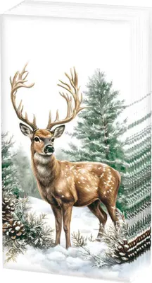 Produktbild von Ambiente Papiertaschentücher Hirsch Winter 10 Stück 21x21 cm
