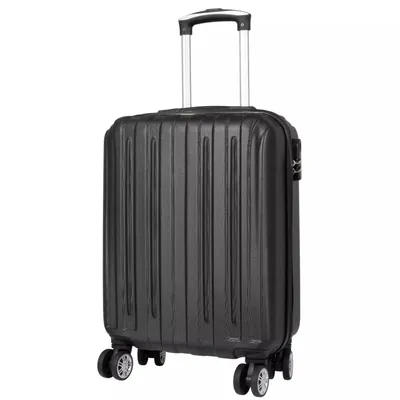 Produktbild von 55 cm Hartschalen-Koffer Trolley 4 Doppel-Rollen Reisekoffer schwarz mit Zahlenschloss
