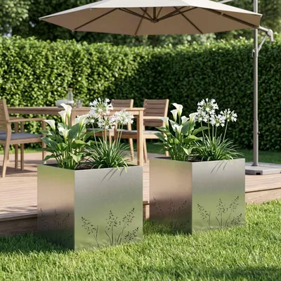 Produktbild von Möbel Garten-Pflanzgefäß 2 Stk. Silber 50 x 50 x 49 cm Edelstahl - Beete &23933