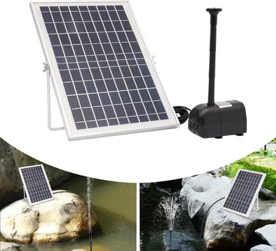 Produktbild von Solar Springbrunnenpumpe - 10 W bürstenloser Motor - Verstellbares Solarpanel - 1000 l/h - 1,5 m Fontänenhöhe - Für Vogelbad & Gartenteich - Schwarz