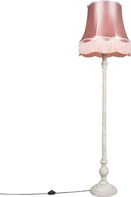 Produktbild von Retro Stehlampe Grau mit Rosa Oma Schatten Classico