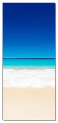 Produktbild von Wallario selbstklebende Türtapete 100 x 220 cm mit Schutzlaminat - Südseestrand in der Karibik mit Palme