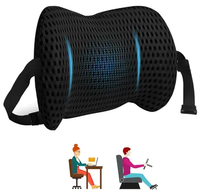 Imagen del producto de Almohadilla lumbar ergonómica fabricada con espuma viscoelástica, transpirable, ideal para sillas de oficina y de coche