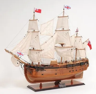 Immagine prodotto di Casa Padrino veliero HMS Endeavour con supporto in legno massiccio marrone 95 x 30 x H. 81 cm - Nave decorativa fatta a mano nave in legno - Modellino di nave - Accessori decorativi