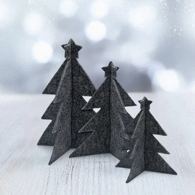 Produktbild von XMAS Weihnachtsdekoration Filz Weihnachtsbaum 3er-Set 15, 18, 21cm für Tisch