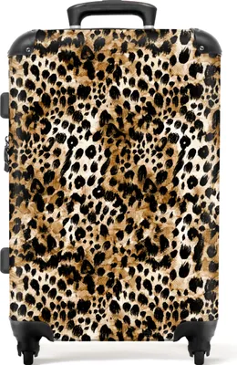 Produktbild von NoBoringSuitcases.com® Großer Koffer - Pantherdruck - Braun - Tierdruck - Design - Kombinationsschloss TSA - Hartschalen Trolley 4 Rollen - 72 liter - Reisekoffer - 66 cmKoffer Mittelgroß 67x43x25 cm, 72L,