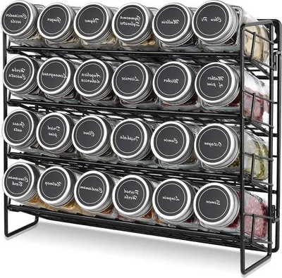 Produktbild von Famanu Kräuterregal 4-lagig Organizer für Schrank und Küchenorganisation - Wandmontierte Kräuterablage - Schwarz