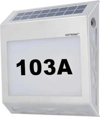 Produktbild von hoftronic LED Solar Hausnummer 0,6W 40 Lumen IP65 Silber 3000K