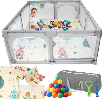 Zdjęcie produktu dla Kojec dla dziecka 150x180 cm suchy basen mata dwustronna piłki torba