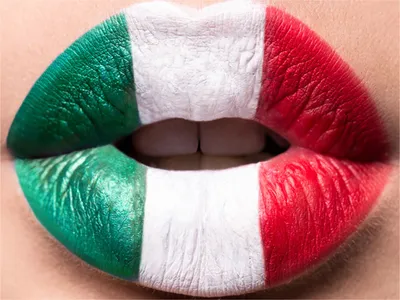 Produktbild von Leinwand Bild Italien Mund 30x40 cm Länder Flaggen Canvas Wandbild Lippen