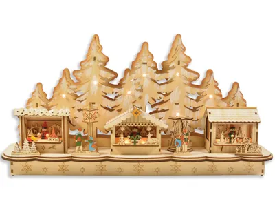Produktbild von Riffelmacher Fensterleuchter Weihnachtsmarkt 48 x 25 cm 76367 | Natur - Holz Handwerkermarkt Weihnac