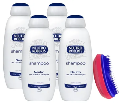 Produktbild von Roberts Neutrales Shampoo für die ganze Familie, häufige Anwendung, für alle Haartypen, mit Inhaltsstoffen natürlichen Ursprungs und Vitamin B3, 450 ml (4 Einheiten)