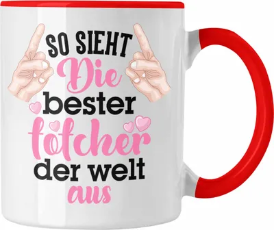 Produktbild von Trendation - Tochter Geschenk Tasse Pink Vater Mama Geschenk für Töchter Spruch Beste Tochter Kaffeetasse (Rot)