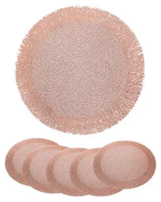 Produktbild von Platssets 6er Set Rund Gold, Tischunterlagen Metallic abwaschbar, 38cm Rosé