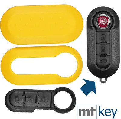 Produktbild von Auto Schlüssel Set Schale Cover Gelb + Tastenfeld kompatibel mit FIAT 500 Punto Doblo
