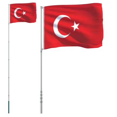 Productafbeelding van Vlag met vlaggenmast Turkije 5,5 m aluminium