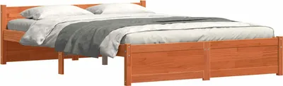 Produktbild von vidaXL Bettrahmen mit Kopfteil Wachsbraun 205,5 x 145,5 x 51 cm