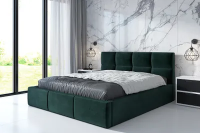 Produktbild von Polsterbett  RADIC -OM 180x200 cm mit Bettkasten und Lattenrost. Farbe: Grün