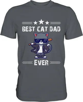 Produktbild von Bester Katzen Vater T-Shirt Lustige Katze Papa – Dark Grey / L
