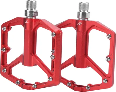 Image de Drfeify 1 paire de pédales plates de plateforme de vélo, pédales antidérapantes en alliage d'aluminium haute résistance, pièces de rechange pour VTT (Rouge