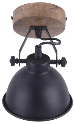 Image de Applique, noir, bois, spot mobile, H 22 cm