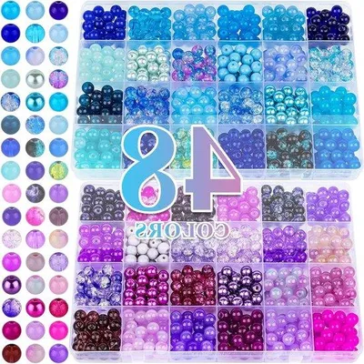 Obrázok produktu pre Sada na výrobu náramkov s korálkami – Kreatívna výroba šperkov – 24 farieb – 8 mm – fialovo-modrá