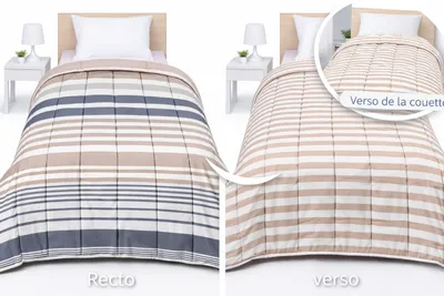 Image de Couette tempérée Bayadère / Rayures Beige - 1 personne 140 x 200 - 12965-13