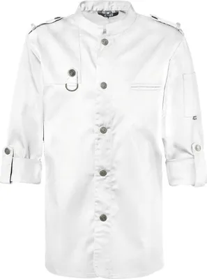 Produktbild von Kochjacke Bikerstyle, Langarm verstellbar, Druckknöpfe, Fb. weiß, Gr. XL : weiß : XL : 65% Polyester 35%Baumwolle 220 g/m²