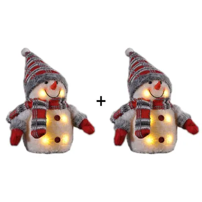 Produktbild von 2er Set Weihnachtsfiguren Deko LED Schneemann Beleuchteter Schneemann