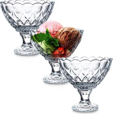 Produktbild von Set mit drei Dessertschalen aus hochwertigem Glas