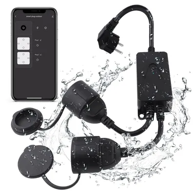 Smart Plug 16A für außen, 2-fach, IP44, WiFi, Strommessung
