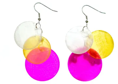 Produktbild von Perlmutt Ohrringe Miniblings Muschel Perlmuttscheiben Hippie Boho Gelb Pink Weiß
