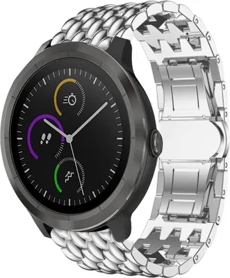 Produktbild von Strap-it Garmin Vivoactive 3 Stahl Drachenband (Silber)