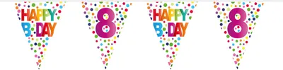Produktbild von 8. Geburtstag bunte Punkte Wimpelkette 10m