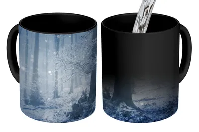 Obrázok produktu pre MuchoWow® Magický pohár Les - Zima - Sneh 350 ml Pohár na zmenu farby Darček Nápad na darček - Foto hrnček